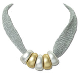 Matte Beads Mesh Statement Necklace - view 2
