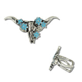 Western Floral Steer Head Cuff Ring
