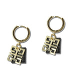 Geometric Greek KEY Huggie Hoop Earrings - view 3