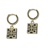 Geometric Greek KEY Huggie Hoop Earrings - view 2