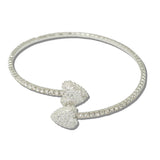 Dual Heart Pave Crystal Stretch Cuff Bracelet - view 2