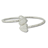 Dual Heart Pave Crystal Stretch Cuff Bracelet