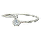 Dual Halo Pave Crystal Stretch Cuff Bracelet