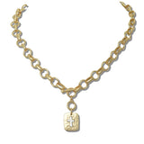 Matte Textured Cross Medallion Toggle Necklace