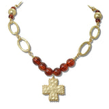 Cross Charm Beaded Statement Necklace