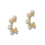 Textured Pearl Branch Hoop Earrings - view 4