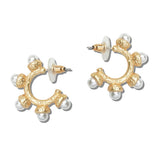 Textured Pearl Branch Hoop Earrings