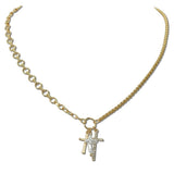 Dainty Cross and Freshwater Pearl Charm Necklace