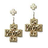 Hammered Cross Post and Drop Earring SET - view 2