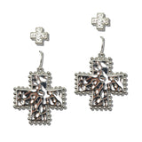 Hammered Cross Post and Drop Earring SET - view 3