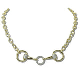 Pave CZ Double Horsebit Designer Inspired Necklace