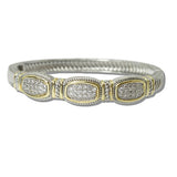 14K Gold Plated Pave CZ Cable Designer Inspired Bangle Bracelet
