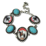 Western Turquoise and Graphic Cowboy Bracelet