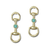 Western Turquoise and AB Crystal Accent Horsebit Earring