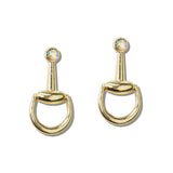 Western Turquoise and AB Crystal Accent Horsebit Earrings - view 4