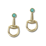 Western Turquoise and AB Crystal Accent Horsebit Earrings - view 2