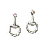 Western Turquoise and AB Crystal Accent Horsebit Earrings - view 5
