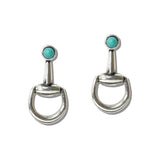 Western Turquoise and AB Crystal Accent Horsebit Earrings - view 3
