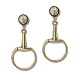 Western Turquoise and AB Crystal Accent Horsebit Drop Earrings