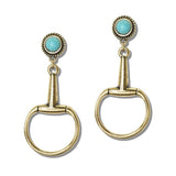 Western Turquoise and AB Crystal Accent Horsebit Drop Earrings - view 3
