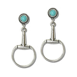 Western Turquoise and AB Crystal Accent Horsebit Drop Earrings - view 4
