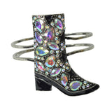 Western Rhinestone Cowboy Boot Hinged Bracelet