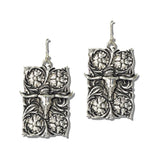 Western Steer Head Filigree Drop Earrings