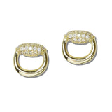 14K Gold Plated Pave CZ Horsebit Stud Earrings - view 2