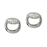 14K Gold Plated Pave CZ Horsebit Stud Earrings - view 3