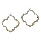 14K Gold Plated Rope Textured Quatrefoil Hoop Earrings