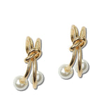 Knot Pearl Open Hoop Earrings - view 2