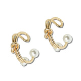 Knot Pearl Open Hoop Earrings