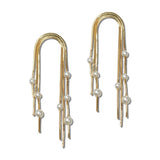 Multi Strand Pearl Herringbone Fringe Earrings