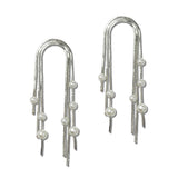 Multi Strand Pearl Herringbone Fringe Earrings - view 2