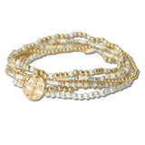 Cross Charm Multi Layered Beaded Stretch Bracelet - view 4