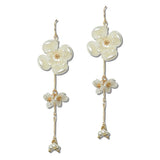 Pearl Triple Flower Drop Earrings