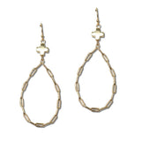 Cross Charm Paperclip Chain Teardrop Earrings