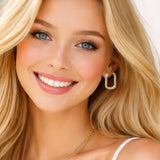 Rectangular Link Huggie Hoop Earrings - view 3