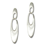 Brushed Matte Oval Link Dangle Earrings - view 2