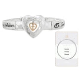 Serenity Courage Wisdom Hammered Heart Charm Stretch Bracelet