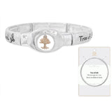 Tree of Life Charm Hammered Oval Stretch Bracelet