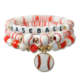 Gameday Baseball Multi Layered Beaded Stretch Bracelet