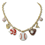 Gameday Baseball Enamel Multi Charm Necklace