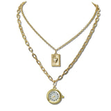 Layered Watch and Heart Radiant Necklace