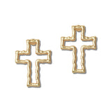 Hammered Open Cross Stud Earrings