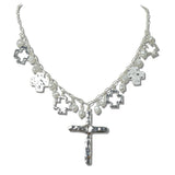 Hammered Cross and Pearl Multi Charm Necklace - view 2