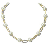 Pearl and Paperclip Link Necklace