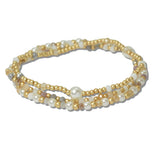 Dainty Pearl and Beaded Multi Layered Stretch Bracelet - view 2