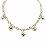 107716, 14K GOLD PLATED PUFFY HEART CHARM DESIGNER INSPIRED NECKLACE