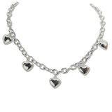 107716, 14K GOLD PLATED PUFFY HEART CHARM DESIGNER INSPIRED NECKLACE